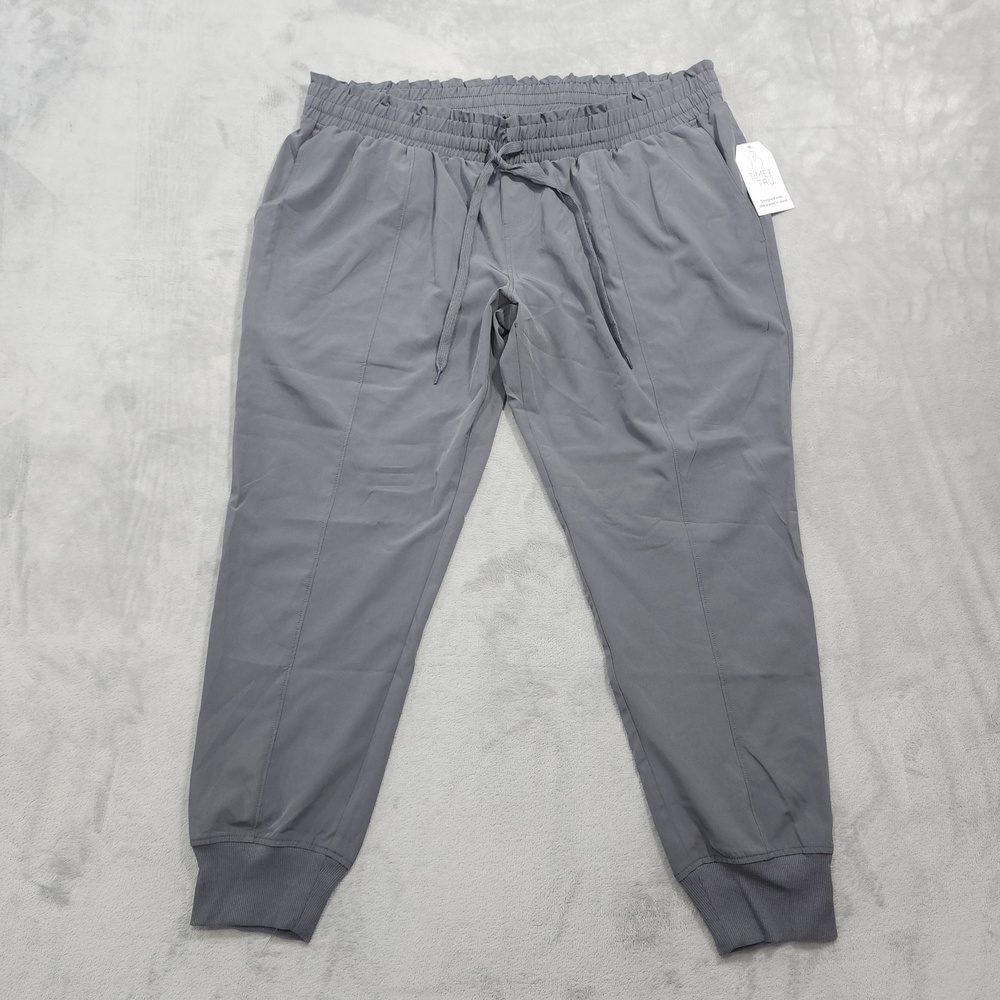 NEW Time And Tru Pants Womens L Gray Maternity Elevated Jogger Drawstring Gym